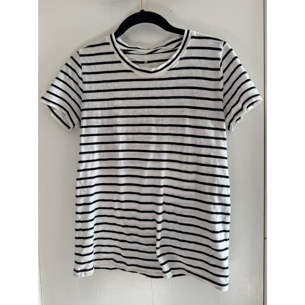J. Crew Navy and White Striped Girlfriend Tee Size XS